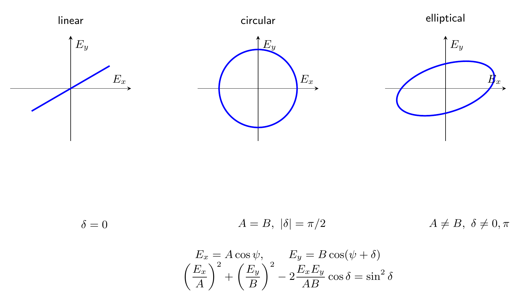 Equation-generated linear circular and elliptical polarization curves