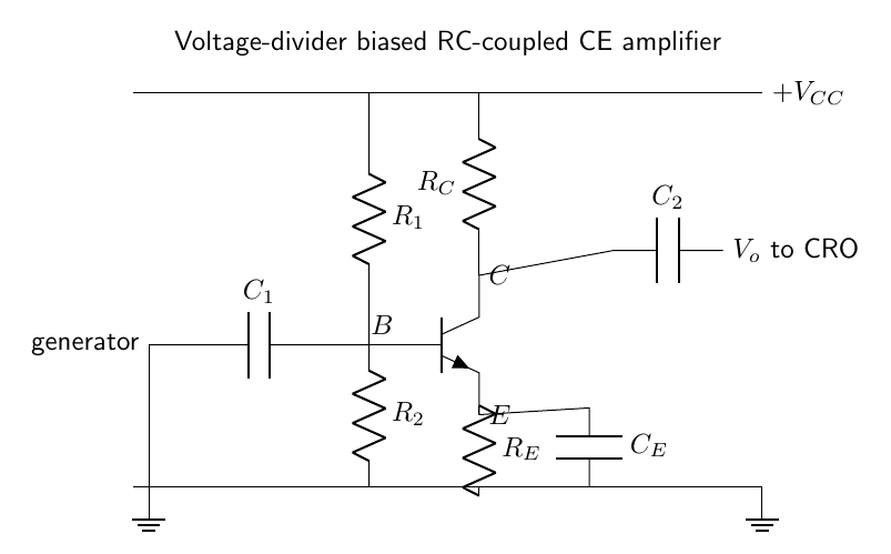Voltage-divider biased common-emitter RC-coupled amplifier