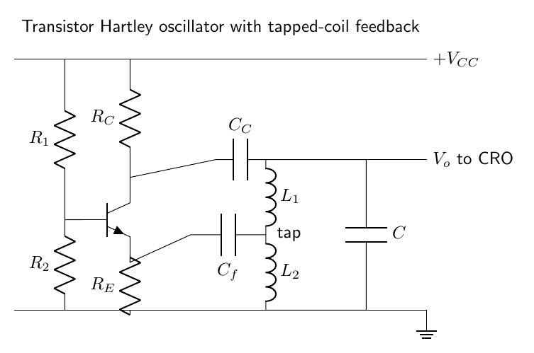 Transistor Hartley oscillator circuit