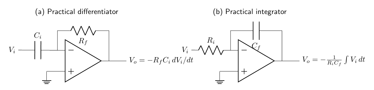 Op-amp differentiator and integrator circuits