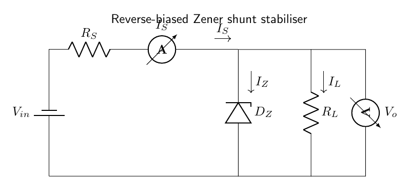 Reverse-biased Zener shunt regulator circuit